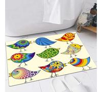 FSDGY Non-slip Barrier Mats Door Mat, Super Absorbent Entrance Rug Machine Washable Soft Floor Mat Carpet,Birds, Abstract Patterned Funky Birds Colorful Designs Flowers Dots,24x35in