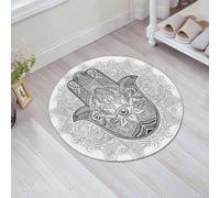 FSDGY Non-slip Barrier Mats Door Mat, Super Absorbent Entrance Rug Machine Washable Soft Floor Mat Carpet,Evil Eye, Protection Symbol Ornate Hamsa on Mandala Inspired Paisley Backdrop,Purple,24x24in