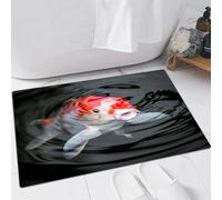 FSDGY Non-slip Barrier Mats Door Mat, Super Absorbent Entrance Rug Machine Washable Soft Floor Mat Carpet,Red Fish Japan Koi Carp in Pond Ammonia Ammonium Breeding Carbohydrates Farming,16x24in