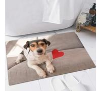FSDGY Non-slip Barrier Mats Door Mat, Super Absorbent Entrance Rug Machine Washable Soft Floor Mat Carpet,Romantic Jack Russell Terrier Dog,24x35in