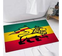FSDGY Non-slip Barrier Mats Door Mat, Super Absorbent Entrance Rug Machine Washable Soft Floor Mat Carpet,Rasta, Judah Lion With A Rastafarian Flag King Jungle Reggae Theme Art Print,24x35in