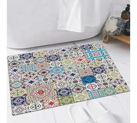 FSDGY Non-slip Barrier Mats Door Mat, Super Absorbent Entrance Rug Machine Washable Soft Floor Mat Carpet,Mosaic Theme Mosaic Ceramic View Moroccan Tile Tradi Actions,16x24in