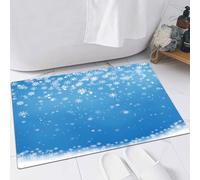 FSDGY Non-slip Barrier Mats Door Mat, Super Absorbent Entrance Rug Machine Washable Soft Floor Mat Carpet,Christmas Snowflakes Shining transparent beautiful falling snow isolated on blue back,24x35in