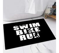 FSDGY Non-slip Barrier Mats Door Mat, Super Absorbent Entrance Rug Machine Washable Soft Floor Mat Carpet,Triathlon hand drawn lettering quote Swim fast Bike strong Run to win On chalkboard b,24x35in