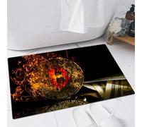 FSDGY Non-slip Barrier Mats Door Mat, Super Absorbent Entrance Rug Machine Washable Soft Floor Mat Carpet,Bitcoin bit coin btc cryptocurrency money burning in flames and fire sparkles,24x35in