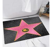 FSDGY Non-slip Barrier Mats Door Mat, Super Absorbent Entrance Rug Machine Washable Soft Floor Mat Carpet,Popstar Party, Hollywood Walk of Fame Symbole Celebrity Entertainment C,16x24in