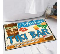 FSDGY Non-slip Barrier Mats Door Mat, Super Absorbent Entrance Rug Machine Washable Soft Floor Mat Carpet,Tiki bar vintage rusty metal sign on a white background vector illustration,24x35in
