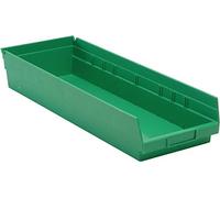 FSE Quantum QSB114GNCS Economy Shelf bin, Includes (7) Divider Slots, Rear hanglock, Molded-in Label Holder, Polypropylene, Green, Made in USA