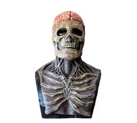 FSF.SDVC Adults Skull Bare Brain Moving Mouth Masks Horror Skull Full Head Costume Masks for Halloween Cosplay (Red)