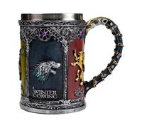 FSF.SDVC Double Dragon Mug Resin Dragons Beer Stein Viking Tankard Mug Stainless Coffee Drink Cup Mug for Dragon Collector Lovers (E)