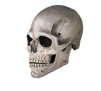 FSF.SDVC Halloween Skull Head Adults Latex Masks Moving Jaw Skeleton Human Face Masks for Cosplay Costume Party Props (White 1)