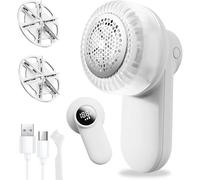 FSFLOYOM Rechargeable Fabric Shaver, Lint Remover Sweater with LED Digital Display, Sweater Shaver with 6 Leaf Blades and Safety Lock, 3 Speeds Defuzzer Remove Fuzz, Pills from Clothes,Sofa,Home Dorm