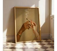 FSFPDVWE Luxury Smoking Art Poster-Elegant Woman Holding a Cannabis Cigarette, High-Fashion Cannabis Theme, Wall Decor (Frame-style,18L x 12W)