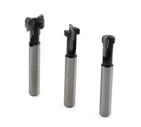 FSFY 3Pcs Keyhole 1/4" Shank T-Slot Router Bit Set 5/16" & 1/2" & 3/8" Diameter Carbon Steel Black & Silver for Wood Hex Bolt T-Track Slotting Milling Cutter