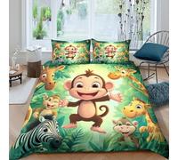 FSGXJRPAJ 3D Printed Cartoon monkey Duvet Cover Polyester Jungle animal cartoon Bedding Cover Quick Drying Hypoallergenic Wrinkle Resistant for All Season Home Bedding Super king（260x220cm）