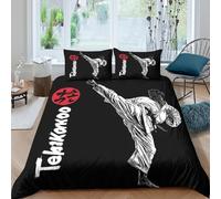 FSGXJRPAJ 3D Printed KarateKick Bedding Cover Microfiber MartialArtsStyle Comforter Cover Hypoallergenic Fade Resistant Couples Home Use Single（135x200cm）