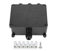 FSH716 IP68 Waterproof Junction Box, PC Black Electronic Enclosure, External Cable Connector Case, 450V Rated, with Terminal and Screws