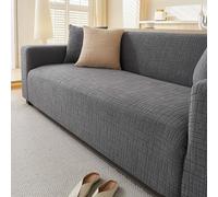 FSHFjje 200x300cm Stretch Non Slip Sofa Cover - Heavy Duty Elastic Slipcover with Gripper Band for Large Corner Sofas & Recliners,Dark Grey,2 seater