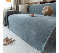 FSHFjje Extra Long 4 Seater Sofa Cover - Anti-Slip Pet Resistant Protector for Large Couches, Vacation Hotel & Living Room Decor,Blue,180 * 340cm