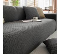 FSHFjje High-Stretch Off-White Sofa Cover for Winter - Easy Fit Couch Slipcover, Machine Washable New Year Family Gathering Decor,Dark Grey,5 seater
