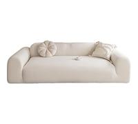FSHFjje Ivory Sofa Cover - Non-Slip Full Coverage Machine Washable Slipcover for Leather Couch 10-12 ft (305-360cm),White,5 seater