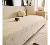 FSHFjje Leaf Print Charcoal Grey Stretch Sofa Cover - One Piece Slipcover for 2/3/4 Seater & L-Shaped Sofas | Deep Seat, Machine Washable,White,2 seater