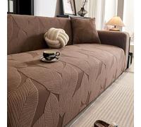 FSHFjje Leaf Print Charcoal Grey Stretch Sofa Cover - One Piece Slipcover for 2/3/4 Seater & L-Shaped Sofas | Deep Seat, Machine Washable,Dark Brown,2 seater
