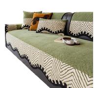 FSHFjje Non-Slip Chenille Sofa Cover Sage Green - One-Piece for Sectional Couches 120-360cm, Fits Loveseat to 4-Seater,Green,90 * 90cm