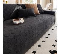 FSHFjje Pure White Black Cat Scratch Proof Sofa Cover 120-320cm - Non Slip Extra Long Protector for Sectional, 2/3 Seater & Armchairs,Black,90 * 160cm