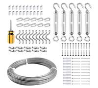 fshihine 30M Garden Wire Rope Kit with Turnbuckles, 2mm PVC Coated Stainless Steel Cable, Garden Wire for Climbing Plants, Fence, Trellis, Outdoor String Light Hanging