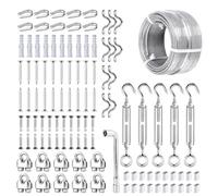 fshihine 3mm Garden Wire Kit, 30M PVC Coated Galvanised Steel Cable with M5 Turnbuckles, Rope Clips & Thimbles, Garden Wire for Climbing Plants, Clotheslines, Fence, Trellis, Outdoor Lights