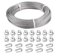 FSHIHINE 5mm Wire Rope Kit, 30m Stainless Steel Wire, 7X19 Strands Steel Cable, 3700lbs Breaking Strength, Heavy Duty Aircraft Cable for Outdoor, Railing, Marine Rigging, Decking Railing