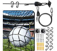 fshihine Golf Practice Net, 10x20ft Golf Hitting Net, 32ft 3/16" Black PVC Coated Wire Rope & Self-Locking Pulley, Pre-Installed Quick Hanging System for Backyard Garage, Multi-Sport Training Barrier
