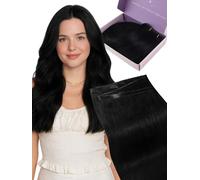 Fshine Butterfly Weft Human Hair Extensions 16 Inch Color 1 Jet Black,Seamless Invisible, Natural Straight Human Hair Extensions Weft,80 g,Ideal for Daily Wear and Wedding Hairstyles