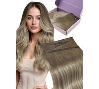Fshine Butterfly Weft Real Human Hair Extensions 16 Inch Color Light Brown Mix Platinum Blonde 6 60 6,80 g,Seamless Invisible Weft Hair Extensions,Adds Natural Shine and Volume for Everyday Looks
