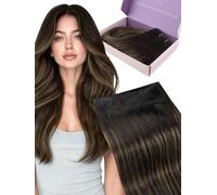 Fshine Butterfly Weft Real Human Hair Extensions 18 Inch 50 g Natural Brown Blend 2 8 2, Lightweight Seamless Invisible Weft, Soft Straight Hair, Ideal for Thin Hair, and Effortless Daily Styles