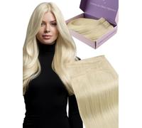 Fshine Butterfly Weft Real Human Hair Extensions 20 Inch Color 60 Platinum Blonde 100 g,Butterfly Weft Hair Extensions, Seamless Design,Easy to Wear for Women Ladies and Girls