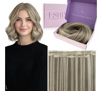 Fshine Clip Extensions Real Hair Cheap 30 cm 3 Pieces Light Brown Highligh Platinum Blonde 70 g Extensions Real Hair Clip Everyday Hair Extensions Colour 8P60