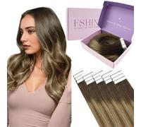 fshine Fshine Brown Balayage Tape in Hair Extensions 14 Inch Tape in Human Hair Extensions 2/3/27 Brown To Blonde Mixed Brown Ombre Seamless Tape Hair Extensions 50 Gram 20 Pcs