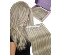 Fshine Genius Long Weft Tape in Hair Extensions,Dark Ash Blonde with Pale Blonde Highlights,20 Inch 120 g 4 Pieces,Seamless Invisible Tape in Weft,Perfect for Bridal or Party Styling