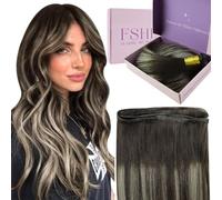 Fshine Genius Weft Real Hair Extensions 24 Inch 60 g Weft Real Human Hair for Sewing Balayage Dark Brown to Platinum Blonde Colour 2 60 2