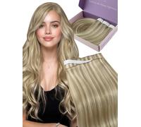 Fshine Genius Weft Tape in Hair Extensions,16P22 Ash Blonde with Light Blonde Highlights,20 Inch 50 g 4 Pieces,Invisible Weft Extensions,Real Human Hair Remy Tape in,Great for Women Styles