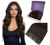 Fshine Hair Extensions Secret Fish Line 14 Inch Color 2 Drak Brown Invisible Wire Remy Hair Extensions 70 Gram Hidden Crown Human Hair