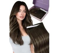 Fshine Human Hair Tape in Weft Hair Extensions,Color 2 8 2 Dark Brown Mix Medium Brown,16 Inch 90 g 4 Pieces,Invisible Weft Tape in Extensions,Strong Adhesive,Idea for Daily Looks