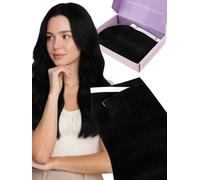 Fshine Long Weft Tape in Hair Extensions Human Hair,Seamless Invisible Genius Tape Weft Extensions,Color 1 Jet Black,24 Inch 50 g 1 Piece,Adds Length and Shine,Ideal for Daily Use or Casual Hairstyles