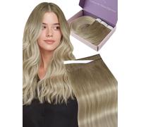 Fshine Tape in Weft Extensions,Tape in Hair Extensions Human Hair,Easy to Wear,Medium Brown with Ash and Platinum Blonde 8 60 18,4 Pieces 20 Inch 50 g,for Women Daily Office Look