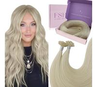 Fshine U Tip Extensions,Blonde Keratin Hair Extensions Real Human Hair,Silky Straight Nail Extensions,50 g 50 s 16 Inch,Handcrafted for Salon Quality Results,Perfect for Daily Wear