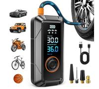Fshyos Cordless Tyre Inflator Air Compressor, Rechargeable Battery 150PSI Portable Car Tyre Pump, Electric Digital Tyre Pump with LED Light for Car Motorcycle Bicycle