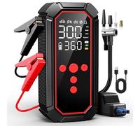 Fshyos Jump Starter Power Pack With Air Compressor,150 PSI Tyre Inflator for 12V car Battery Booster Jump Starter(all Gas/10L Diesel) and Motorcycles, Jump Pack With Power Bank LED Light & Jump Leads
