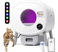 Fsitego Self Cleaning Cat Litter Box: Extra Large Automatic Litter Box for Multiple Cats, Odor-Free, App-Controlled, Ambient Light Waste Disposal